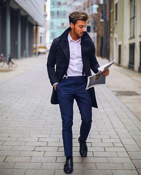 navy trousers and black shoes|black navy pants outfits men.